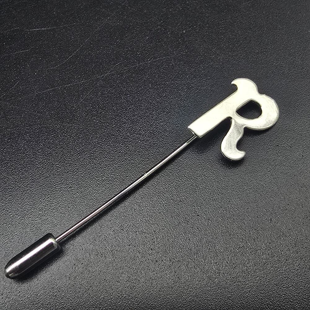 Vintage Silver Tone Letter R Initial Stick Pin Monogram Timeless Classic NOS